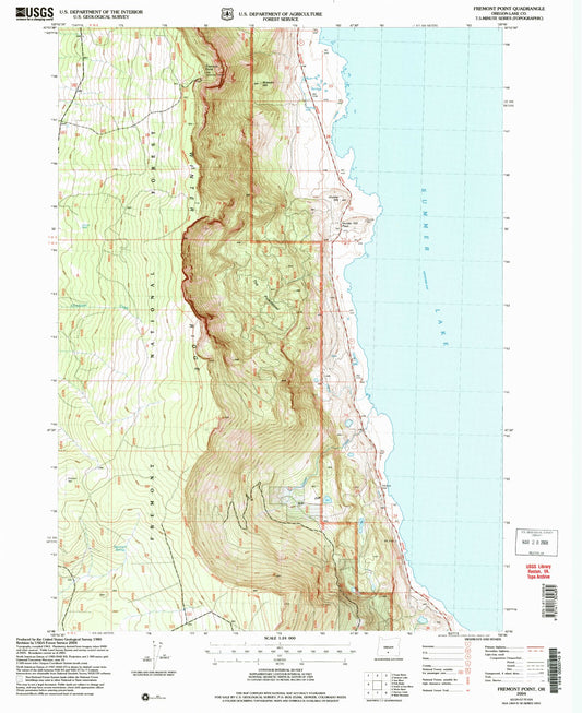 Classic USGS Fremont Point Oregon 7.5'x7.5' Topo Map Image
