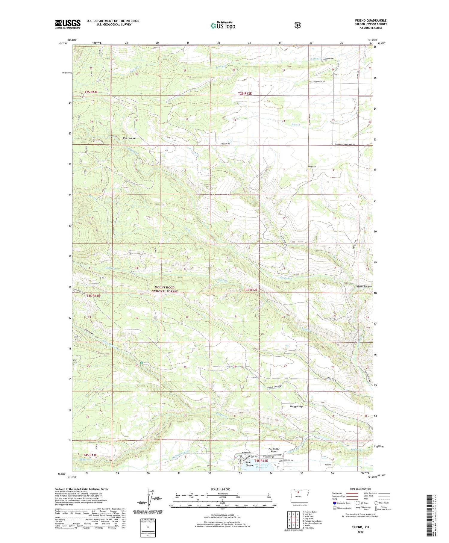 Friend Oregon US Topo Map Image