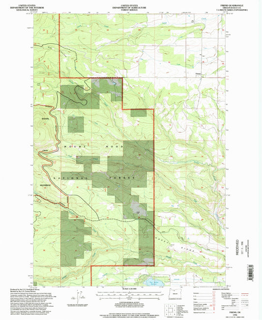 Classic USGS Friend Oregon 7.5'x7.5' Topo Map Image