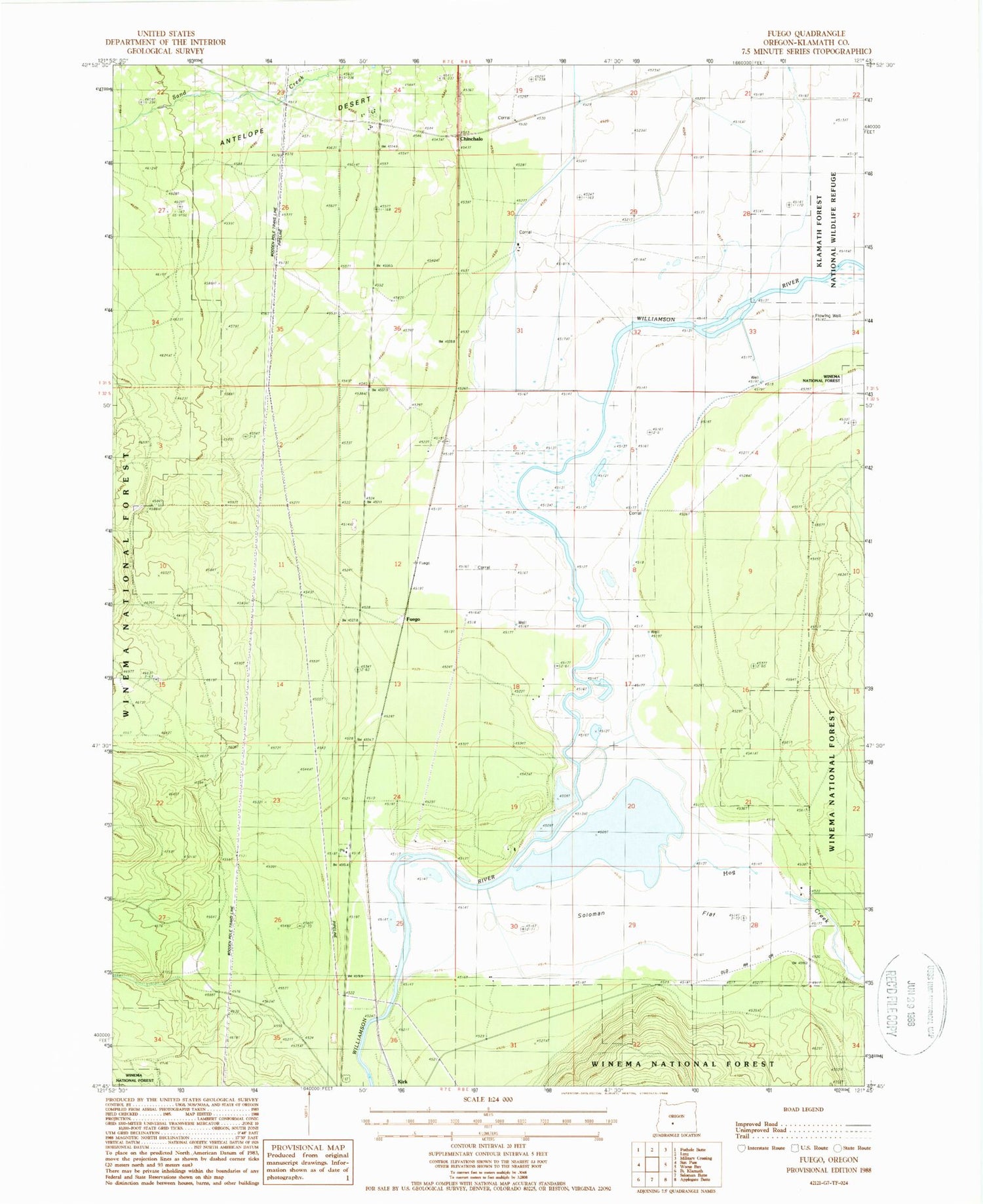 Classic USGS Fuego Oregon 7.5'x7.5' Topo Map Image