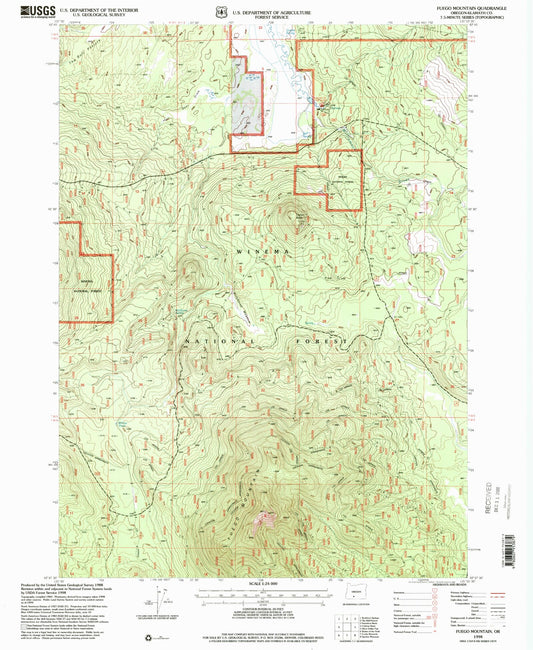 Classic USGS Fuego Mountain Oregon 7.5'x7.5' Topo Map Image