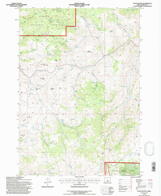 Classic USGS Funny Butte Oregon 7.5'x7.5' Topo Map Image