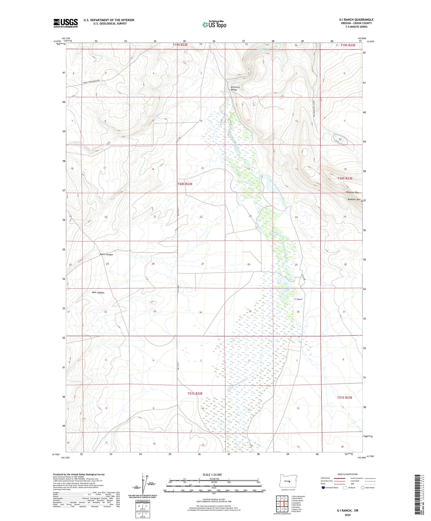 G I Ranch Oregon US Topo Map Image