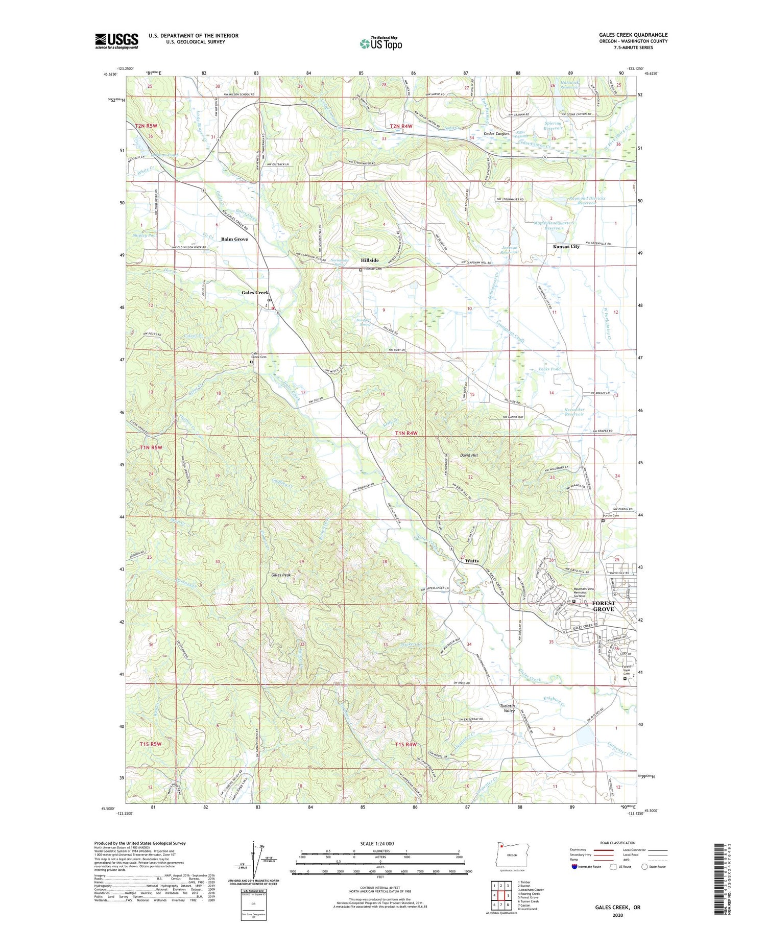 Gales Creek Oregon US Topo Map Image