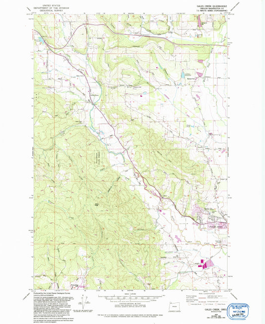 Classic USGS Gales Creek Oregon 7.5'x7.5' Topo Map Image