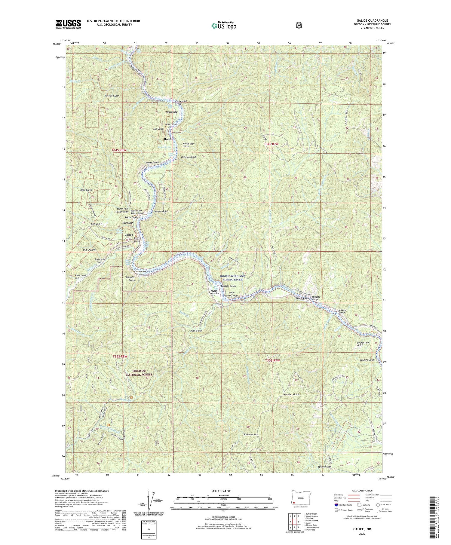 Galice Oregon US Topo Map Image