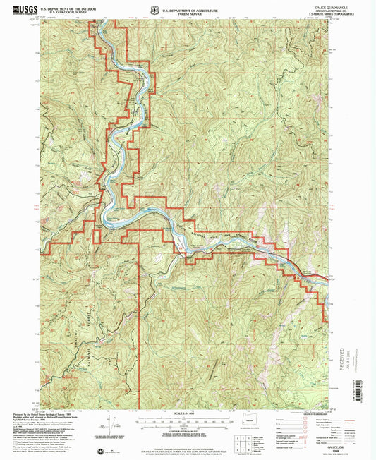 Classic USGS Galice Oregon 7.5'x7.5' Topo Map Image