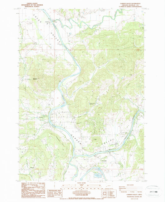 Classic USGS Garden Valley Oregon 7.5'x7.5' Topo Map Image