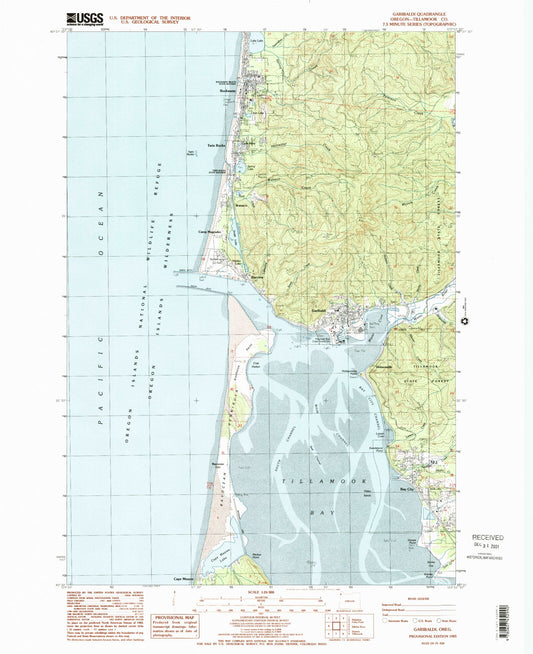 Classic USGS Garibaldi Oregon 7.5'x7.5' Topo Map Image