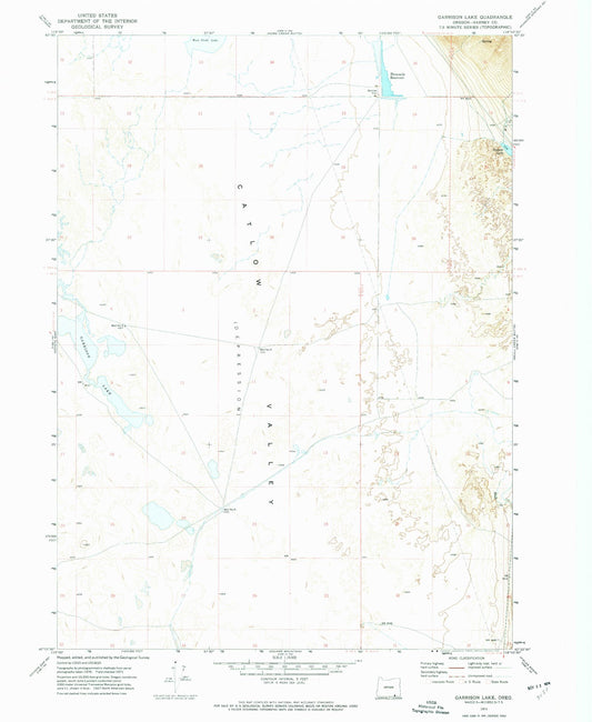 Classic USGS Garrison Lake Oregon 7.5'x7.5' Topo Map Image