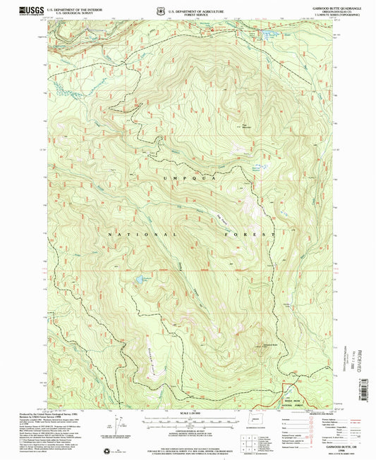 Classic USGS Garwood Butte Oregon 7.5'x7.5' Topo Map Image