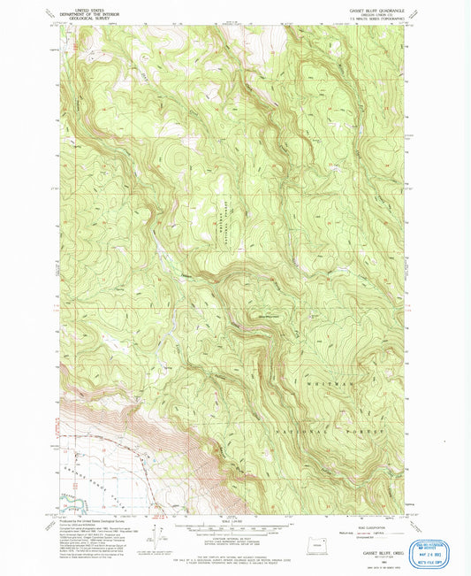 Classic USGS Gasset Bluff Oregon 7.5'x7.5' Topo Map Image