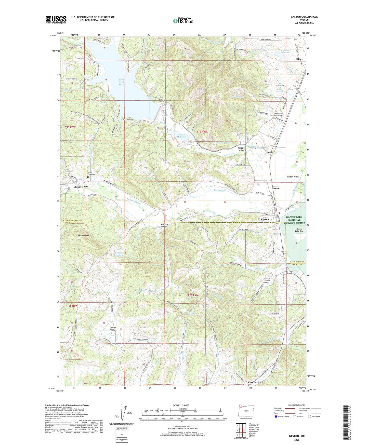 Gaston Oregon US Topo Map Image