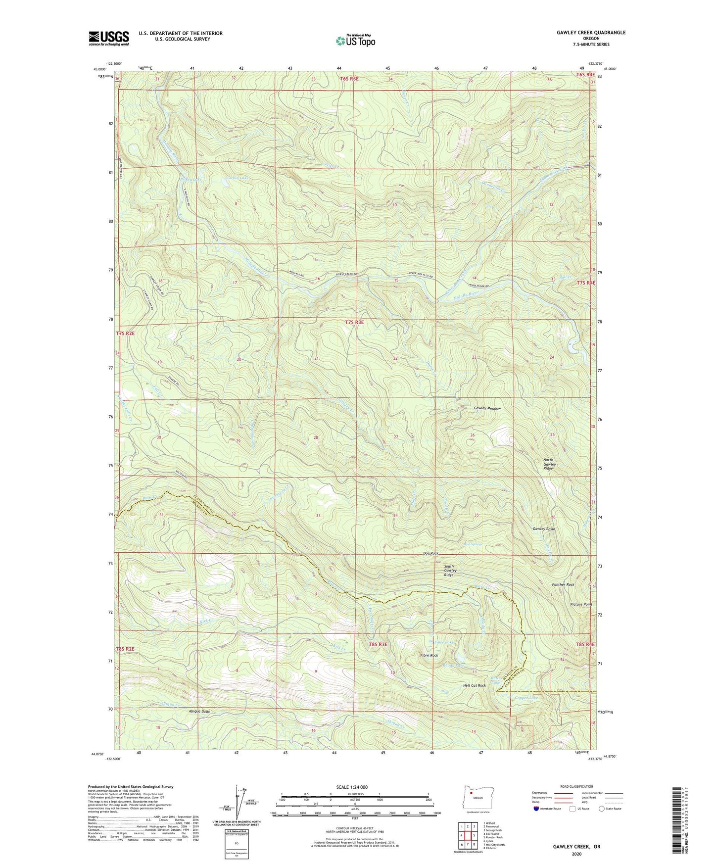 Gawley Creek Oregon US Topo Map Image