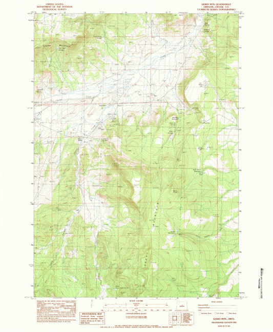 Classic USGS Gerry Mountain Oregon 7.5'x7.5' Topo Map Image