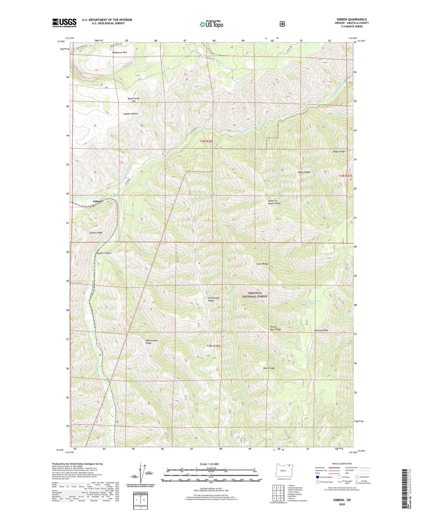 Gibbon Oregon US Topo Map Image