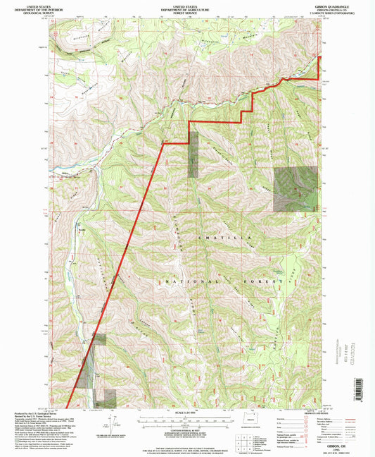 Classic USGS Gibbon Oregon 7.5'x7.5' Topo Map Image