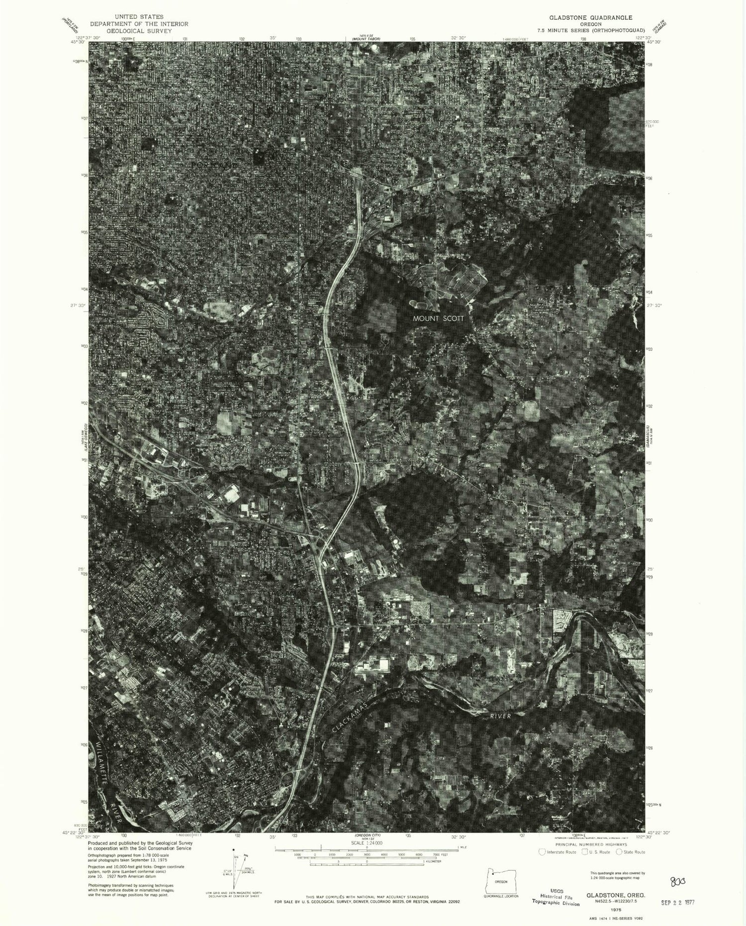 Classic USGS Gladstone Oregon 7.5'x7.5' Topo Map Image