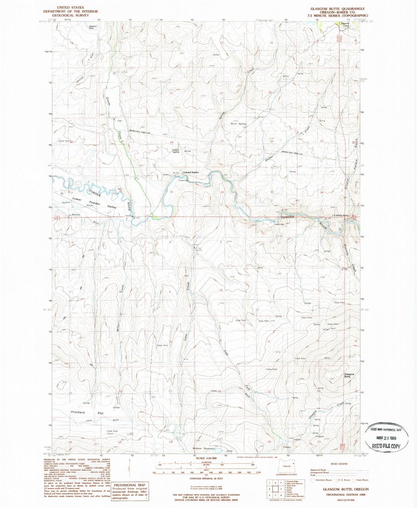 Classic USGS Glasgow Butte Oregon 7.5'x7.5' Topo Map Image