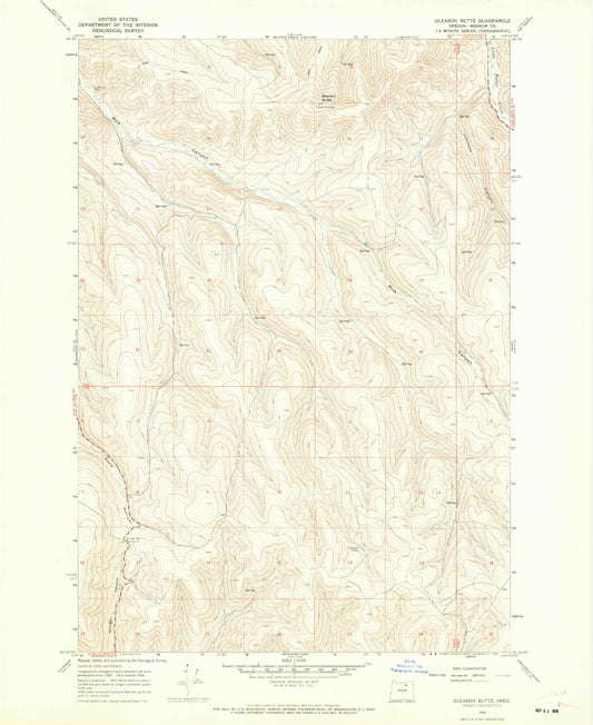 Classic USGS Gleason Butte Oregon 7.5'x7.5' Topo Map Image
