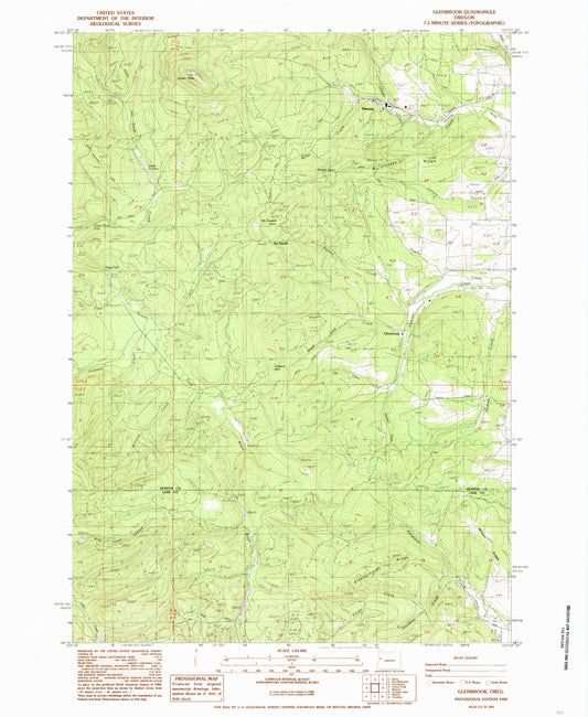 Classic USGS Glenbrook Oregon 7.5'x7.5' Topo Map Image