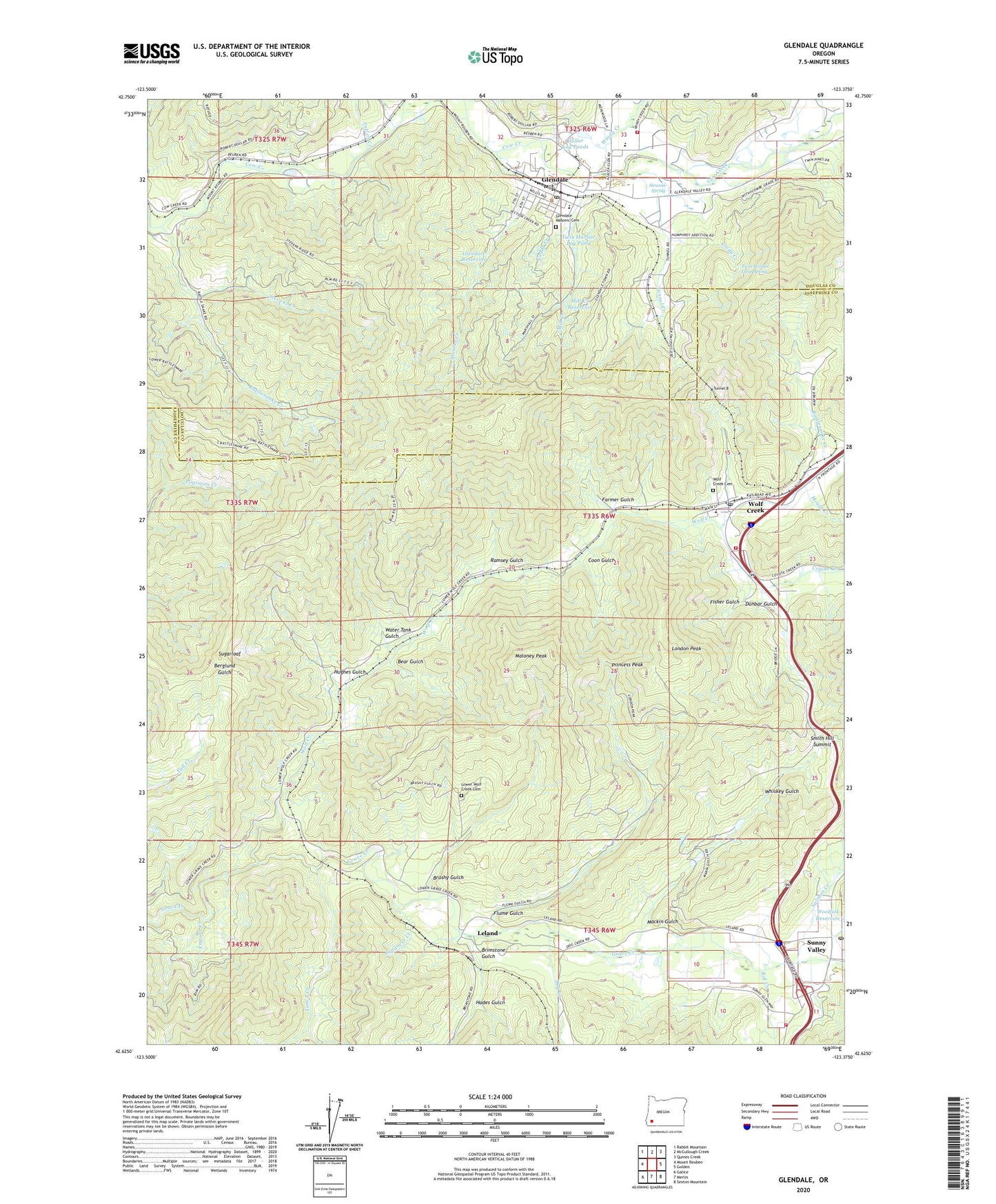 Glendale Oregon US Topo Map Image