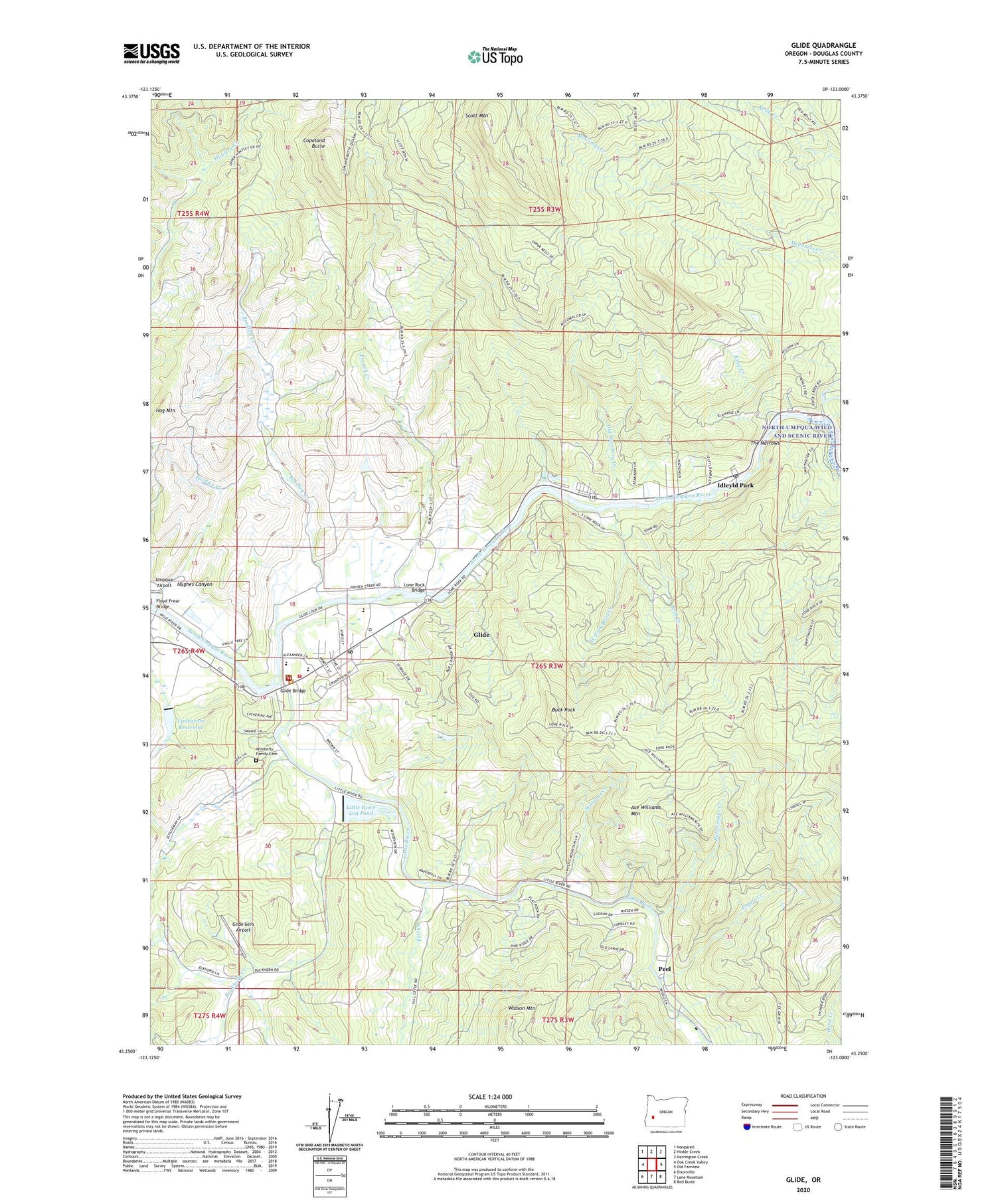 Glide Oregon US Topo Map Image