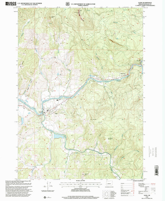 Classic USGS Glide Oregon 7.5'x7.5' Topo Map Image