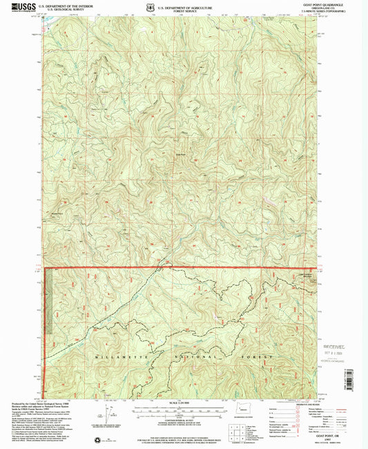 Classic USGS Goat Point Oregon 7.5'x7.5' Topo Map Image