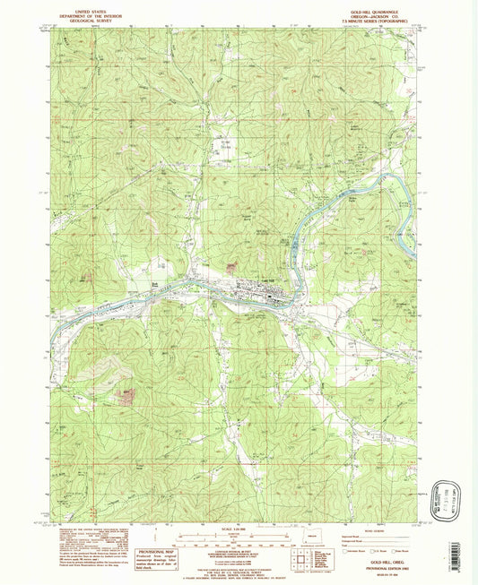 Classic USGS Gold Hill Oregon 7.5'x7.5' Topo Map Image