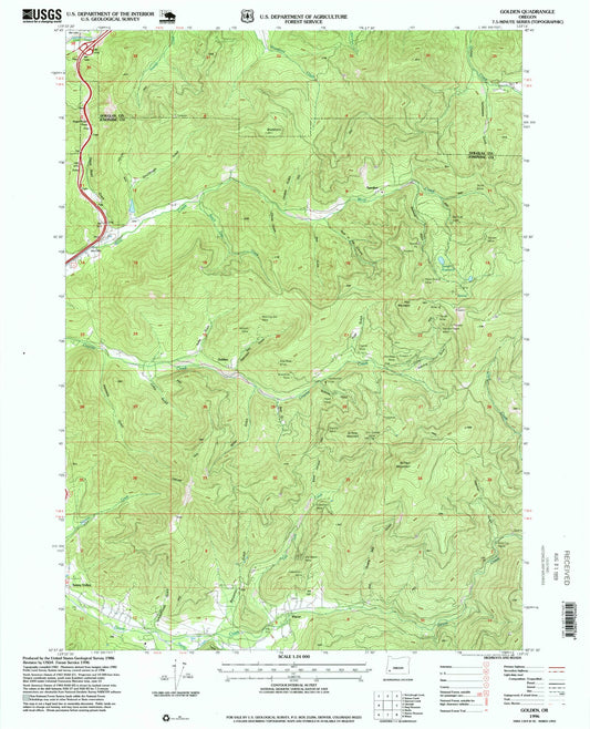 Classic USGS Golden Oregon 7.5'x7.5' Topo Map Image