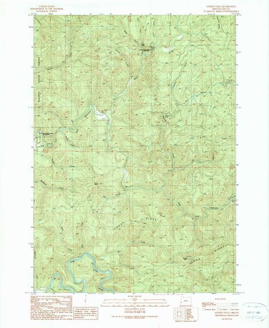 Classic USGS Golden Falls Oregon 7.5'x7.5' Topo Map Image