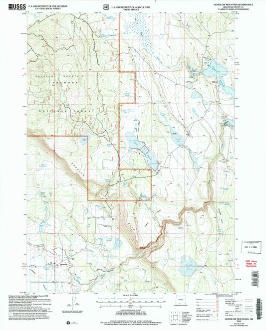 Classic USGS Goodlow Mountain Oregon 7.5'x7.5' Topo Map Image