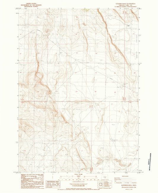 Classic USGS Goodrich Well Oregon 7.5'x7.5' Topo Map Image