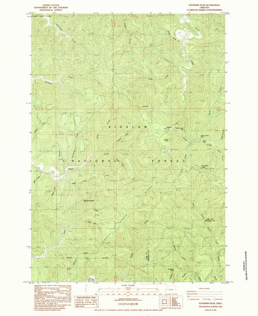 Classic USGS Goodwin Peak Oregon 7.5'x7.5' Topo Map Image