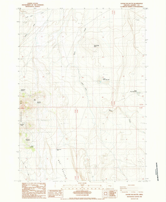Classic USGS Goose Egg Butte Oregon 7.5'x7.5' Topo Map Image