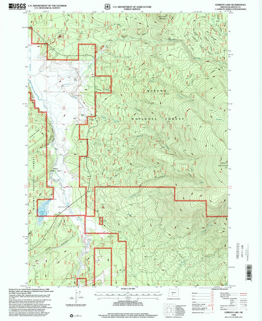 Classic USGS Gordon Lake Oregon 7.5'x7.5' Topo Map Image
