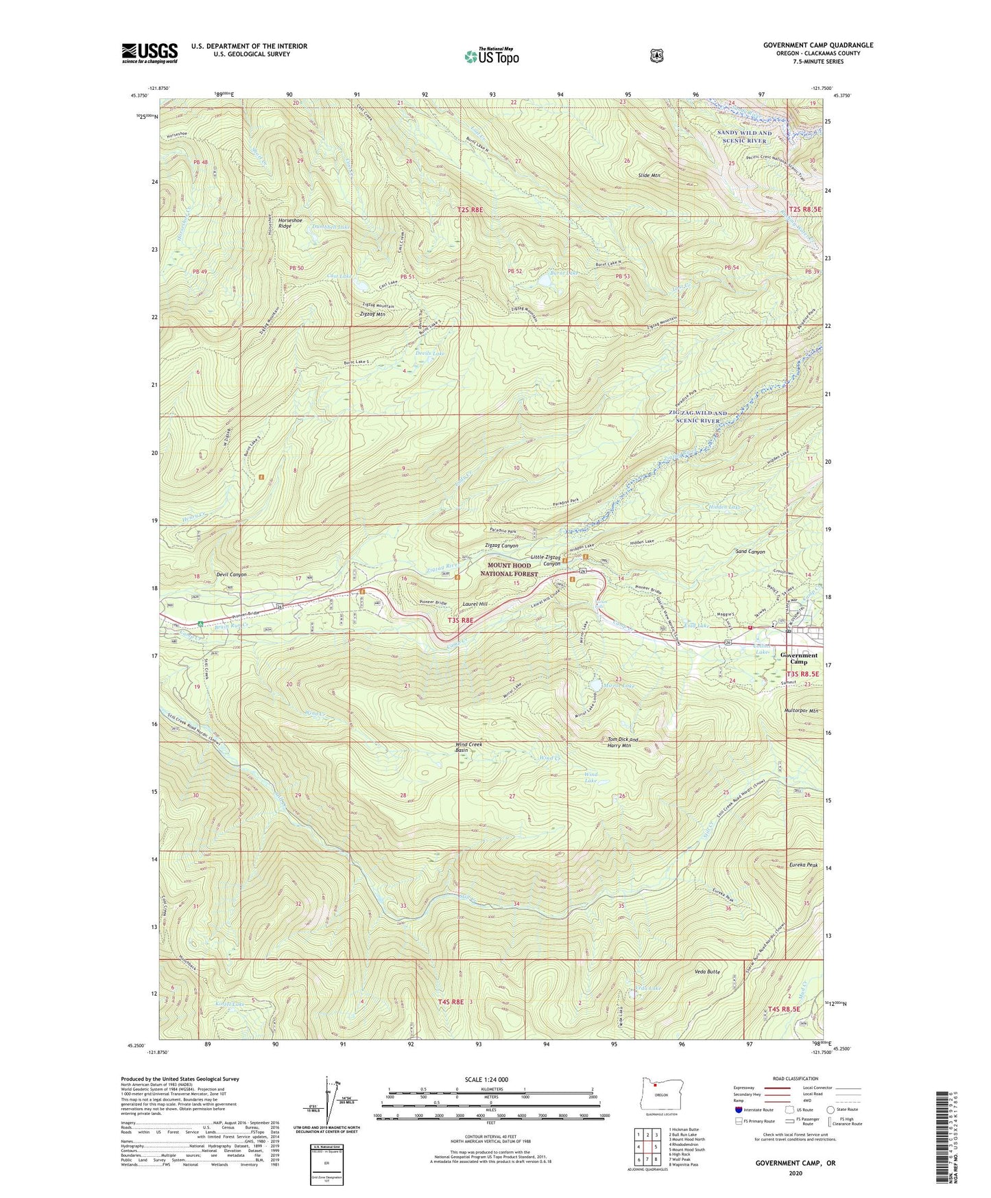 Government Camp Oregon US Topo Map Image