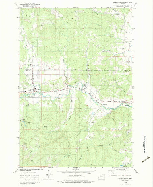 Classic USGS Grand Ronde Oregon 7.5'x7.5' Topo Map Image