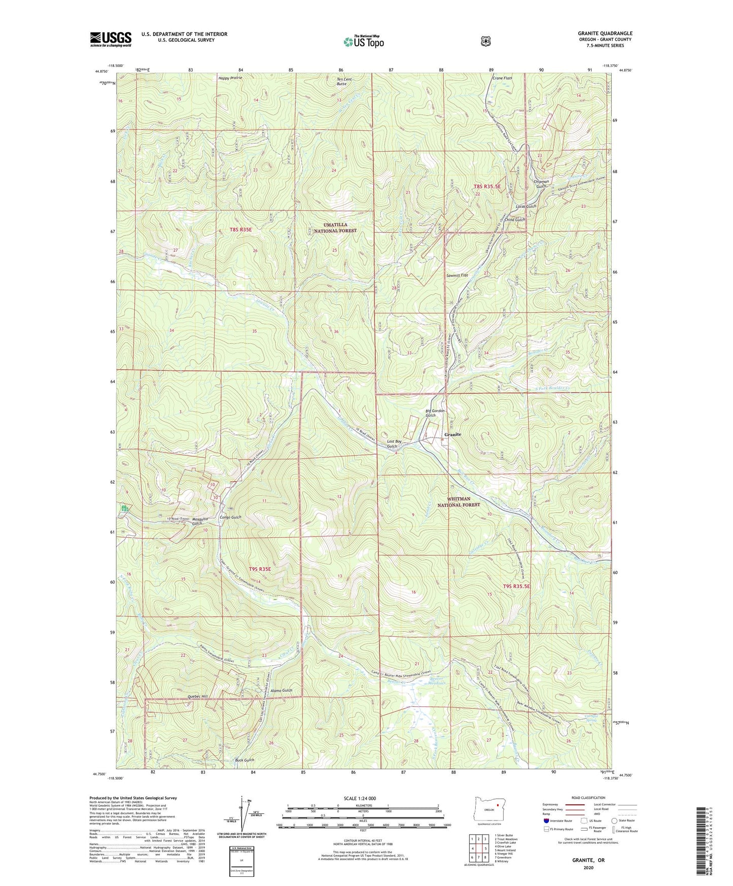 Granite Oregon US Topo Map Image