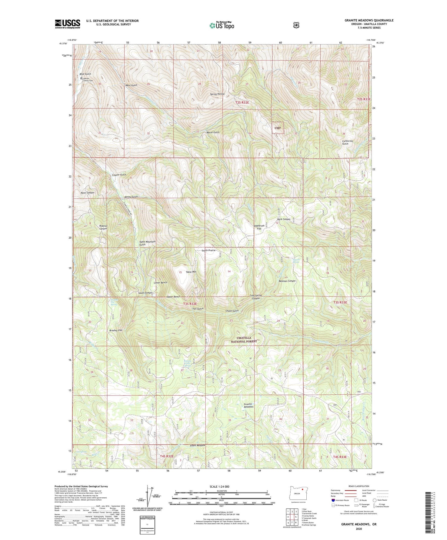 Granite Meadows Oregon US Topo Map Image