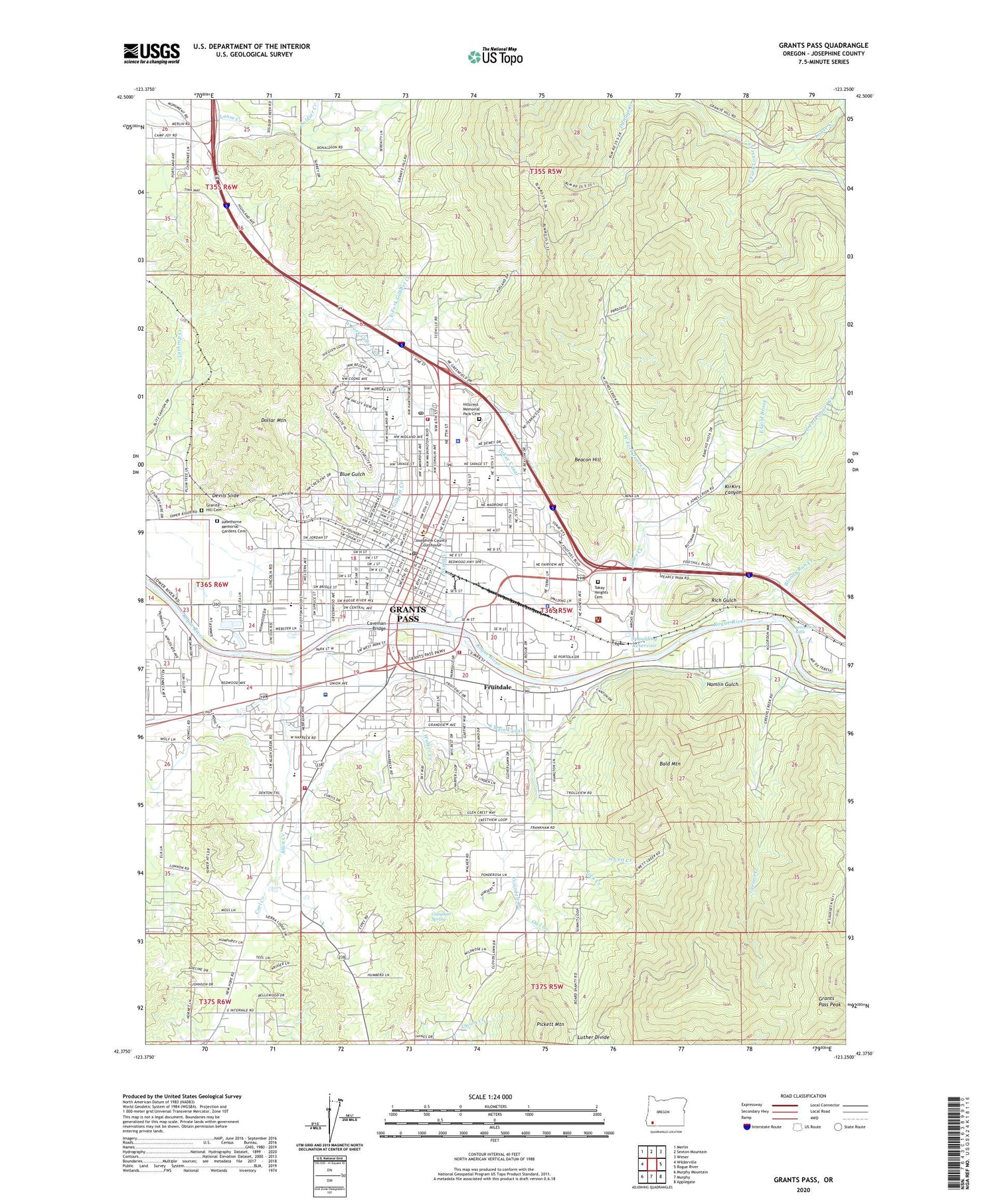 Grants Pass Oregon US Topo Map Image