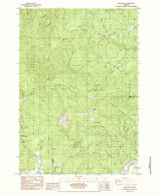 Classic USGS Grass Mountain Oregon 7.5'x7.5' Topo Map Image