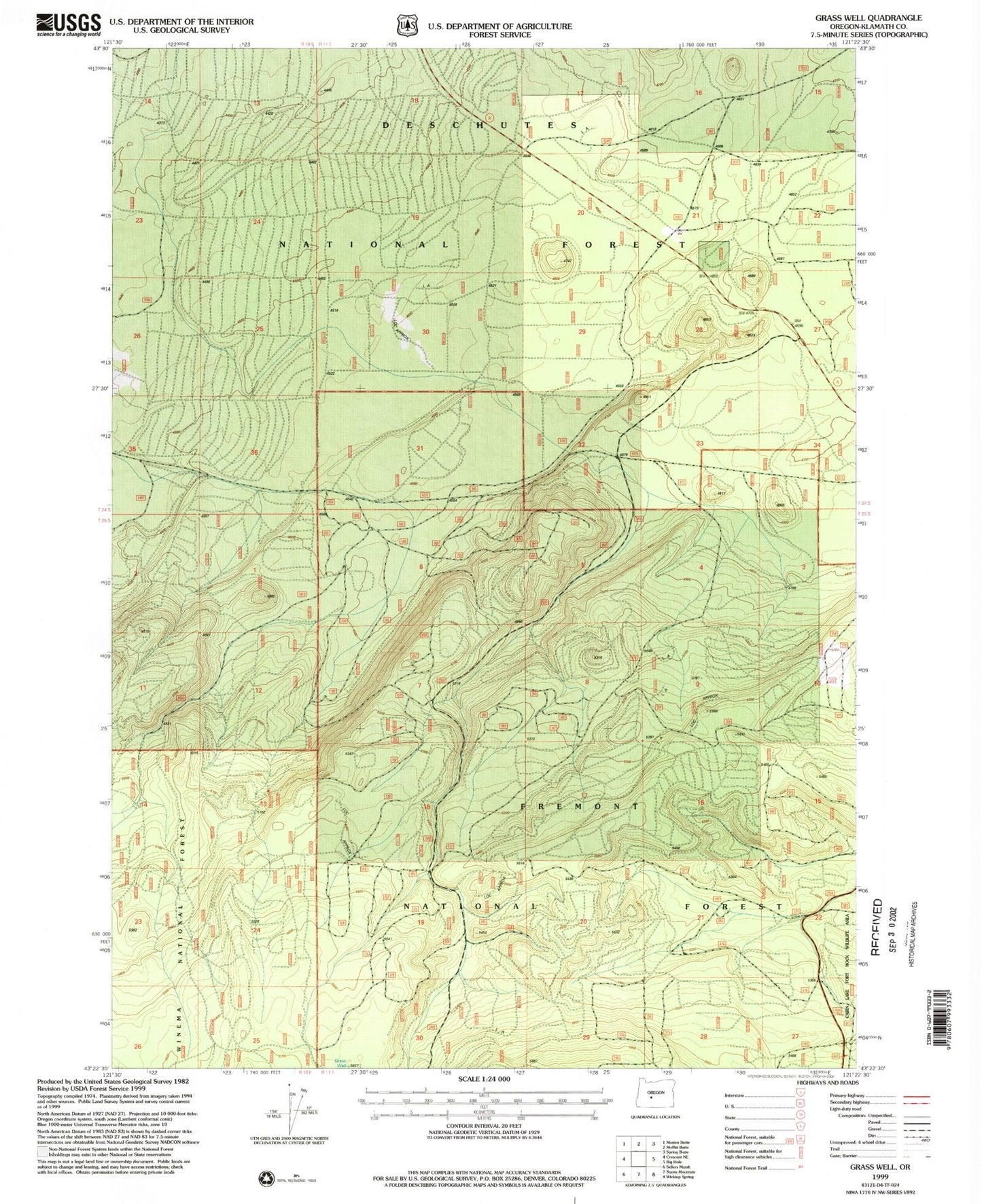 Classic USGS Grass Well Oregon 7.5'x7.5' Topo Map Image