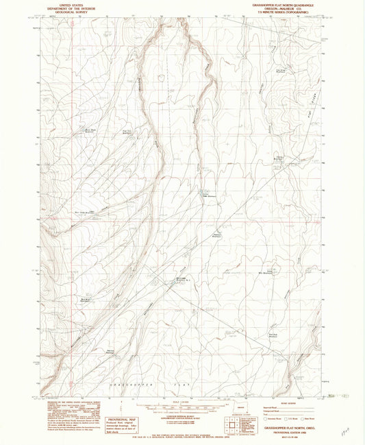 Classic USGS Grasshopper Flat North Oregon 7.5'x7.5' Topo Map Image