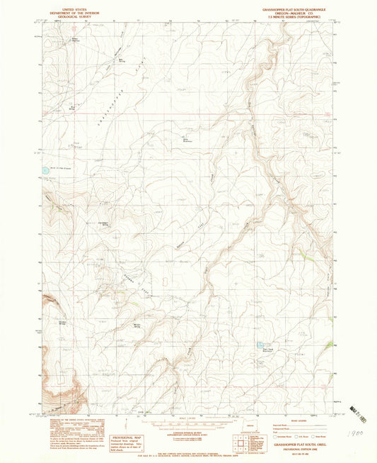 Classic USGS Grasshopper Flat South Oregon 7.5'x7.5' Topo Map Image