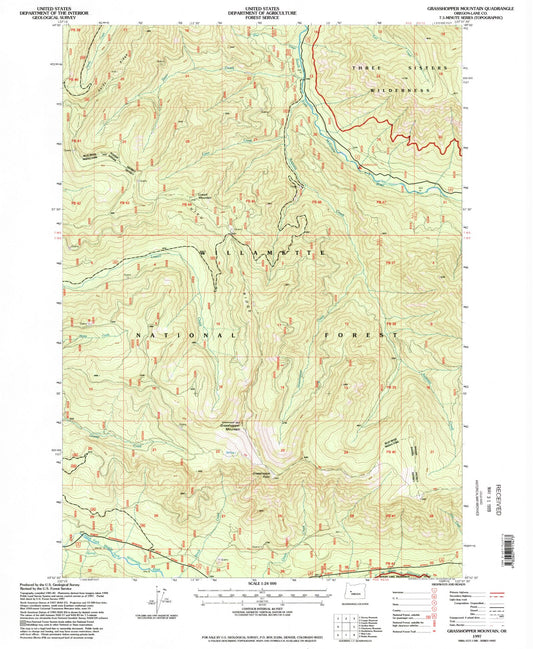 Classic USGS Grasshopper Mountain Oregon 7.5'x7.5' Topo Map Image