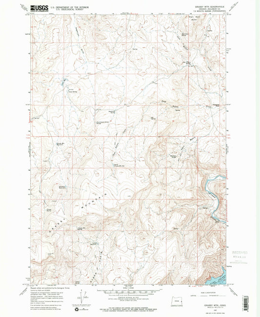 Classic USGS Grassy Mountain Oregon 7.5'x7.5' Topo Map Image