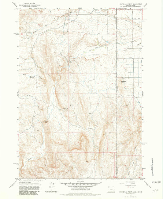 Classic USGS Graveyard Point Idaho 7.5'x7.5' Topo Map Image
