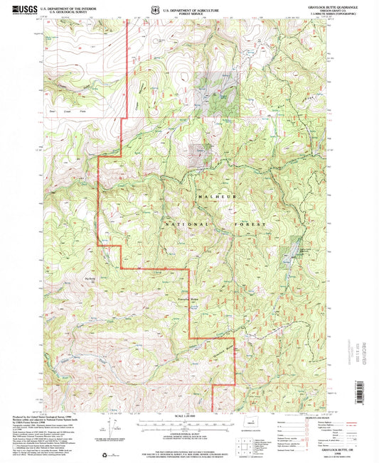 Classic USGS Graylock Butte Oregon 7.5'x7.5' Topo Map Image